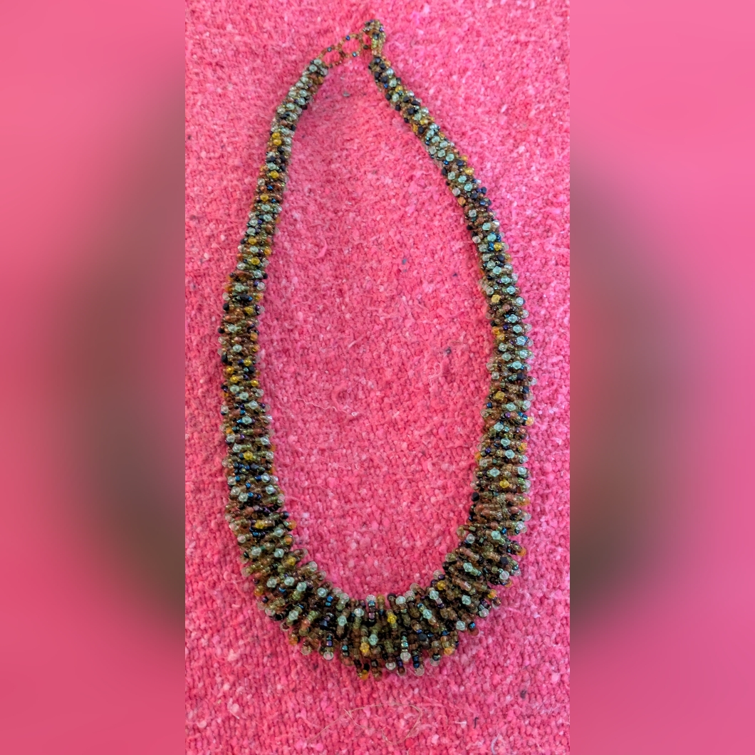 Handmade Vintage Glass Bead Necklace 32” Statement Piece Stunning Glass Beads-